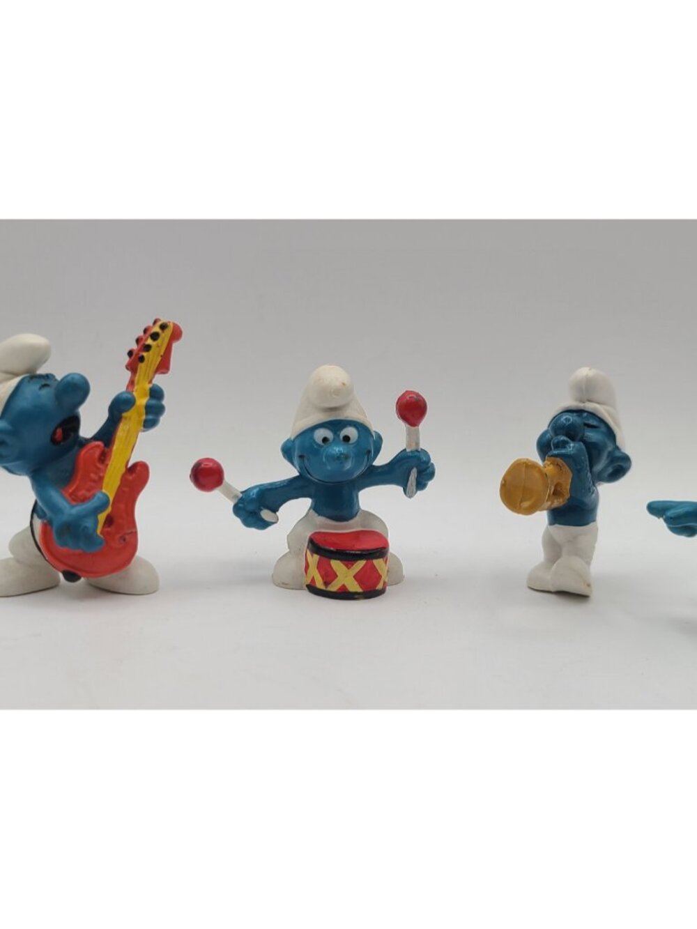 VTG Smurfs Band Figurines Lot – Guitar, Drums, Trumpet PVC Toys Pre US